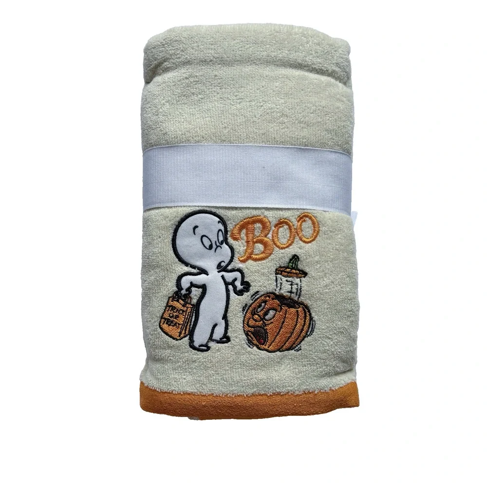 Casper The Friendly Ghost Halloween Hand Towels Set of 2 Boo Pumpkin Retro NWOT